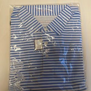 B Draddy NWT Trevor Polo with Sufer detail blue/white Stripe size L